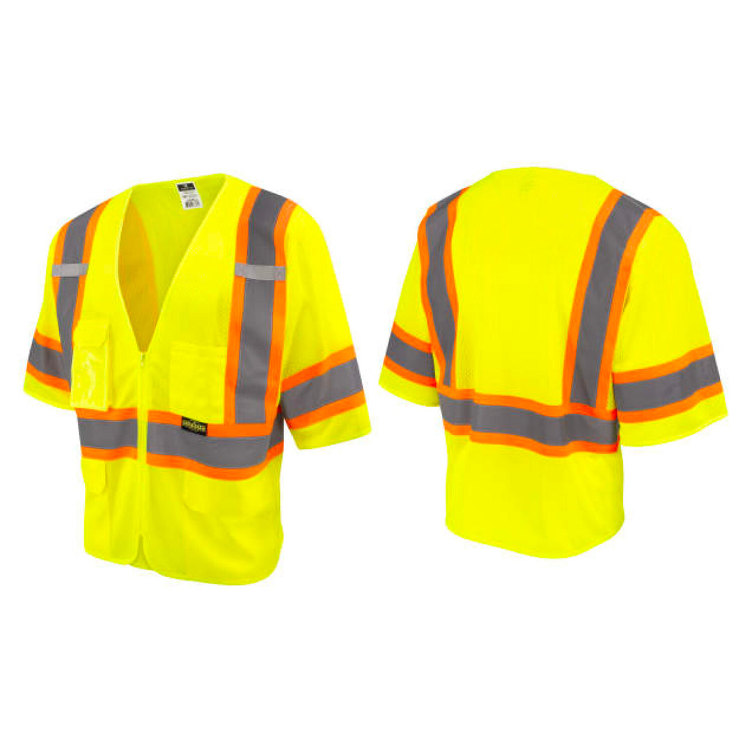 Radians SV232-3 Two Tone Surveyor Type R Class 3 Mesh Safety Vest with Dual Side Zippers