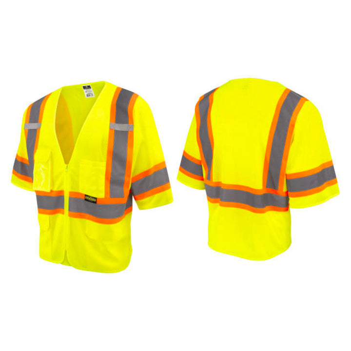 Radians SV232-3 Two Tone Surveyor Type R Class 3 Mesh Safety Vest with Dual Side Zippers