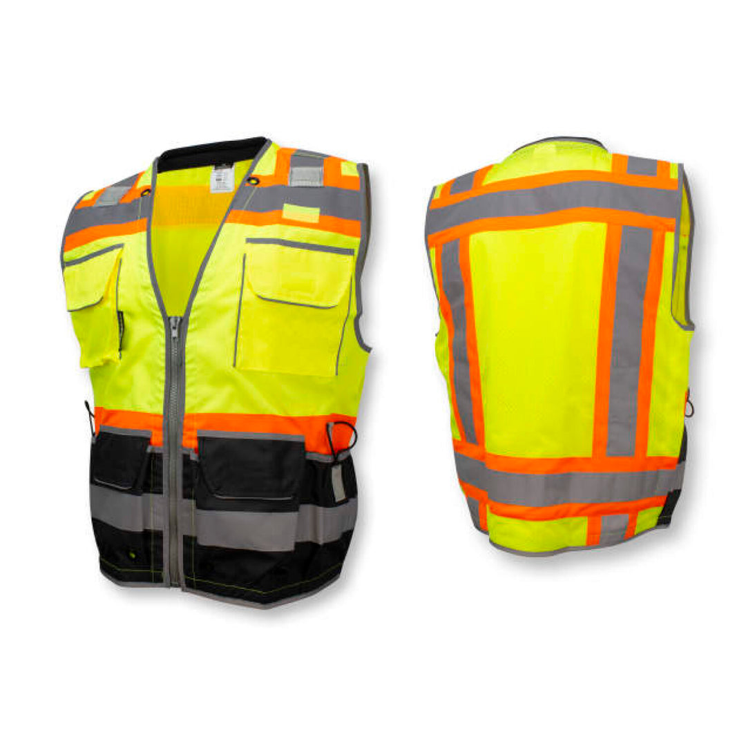 Radians SV55B Class 2 Heavy Woven Color Blocked Two Tone Engineer Vest - Green