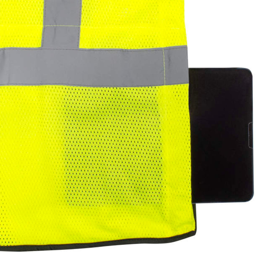 Radians SV75B-2 Black Bottom Self-Extinguishing Surveyor Vest - Hi-Vis Green