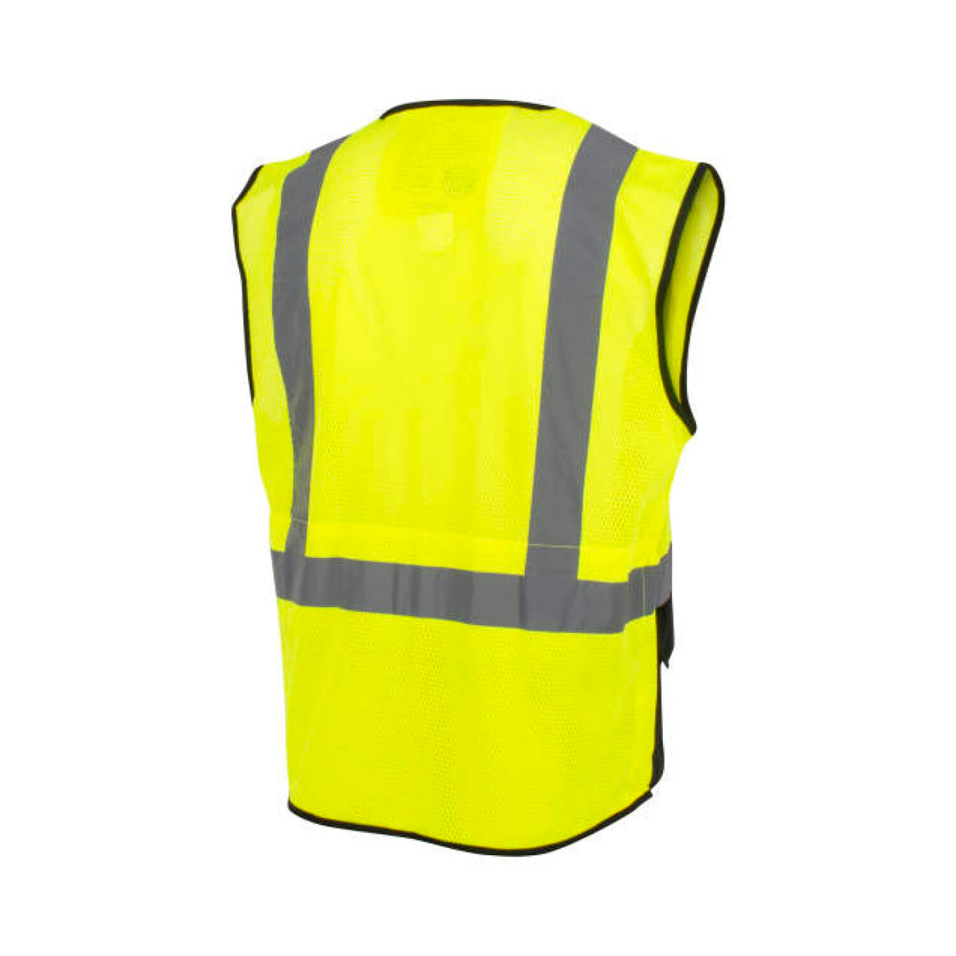 Radians SV75B-2 Black Bottom Self-Extinguishing Surveyor Vest - Hi-Vis Green