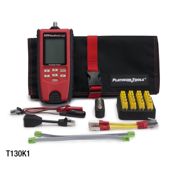 Platinum Tools T130K1 VDV MapMaster 3.0 Twisted Pair and Coax Cable Tester Kit, Includes Main Unit, Remotes, Accessories and Nylon Case