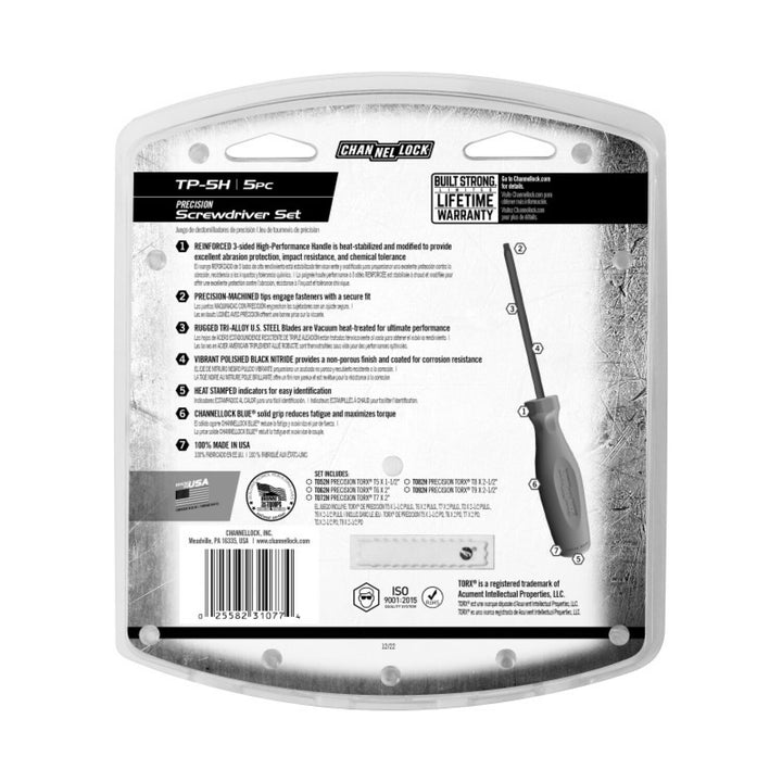 Channellock TP-5H 5PC Precision Torx Screwdriver Set