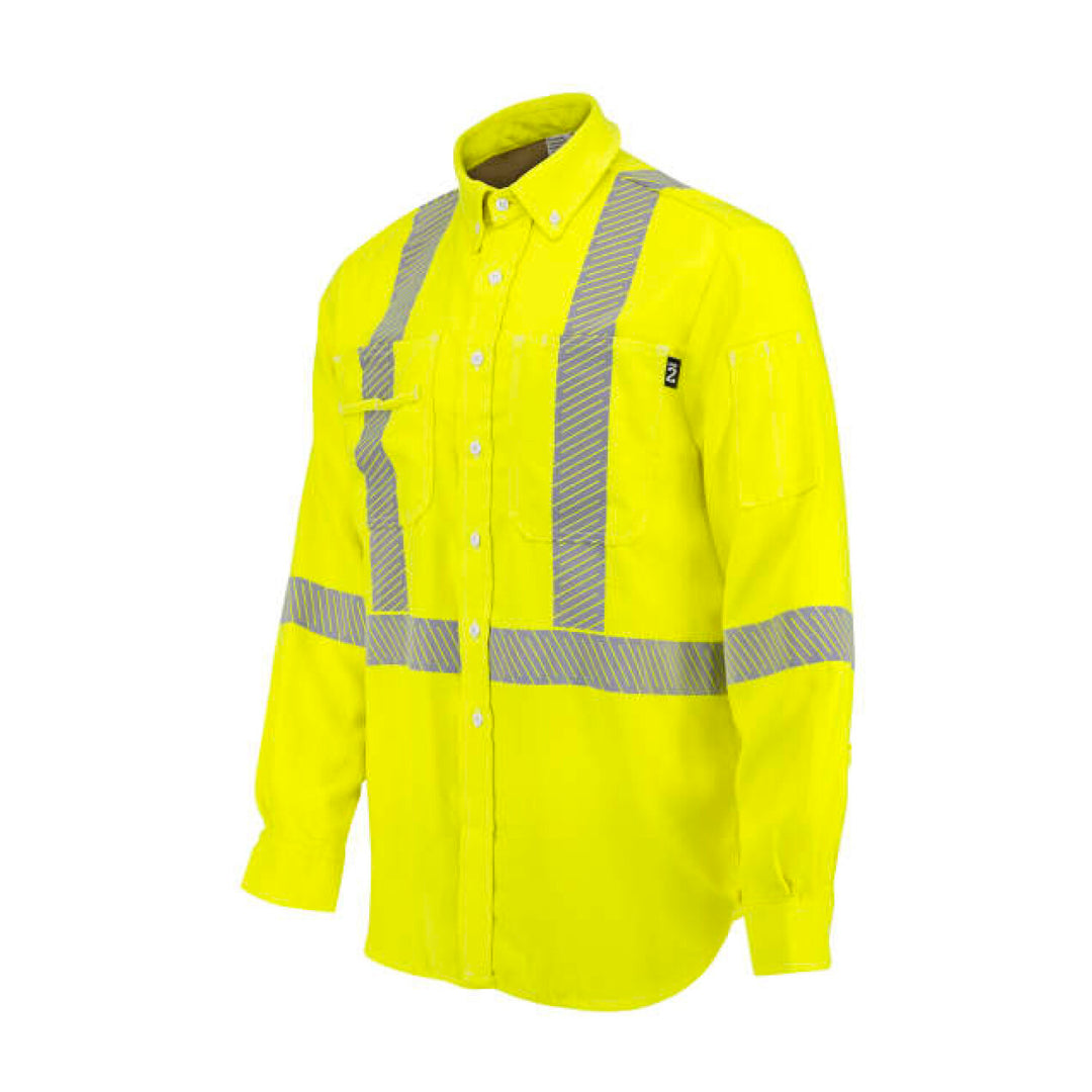 Neese VDH5VSH3 5.7 oz Vented Type R Class 3 Segmented Tape DH Air Workshirt - Fluorescent Yellow