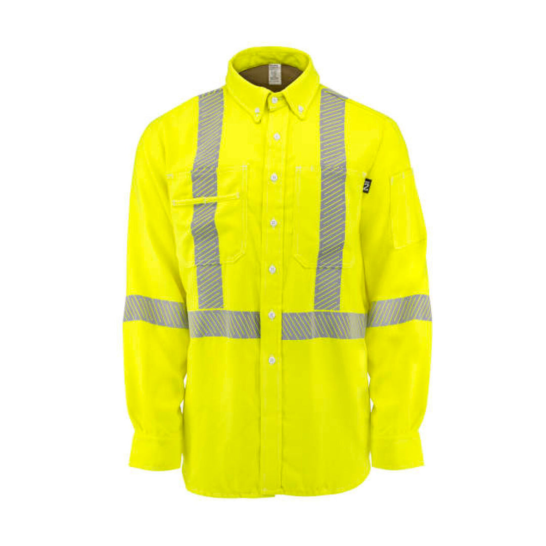 Neese VDH5VSH3 5.7 oz Vented Type R Class 3 Segmented Tape DH Air Workshirt - Fluorescent Yellow