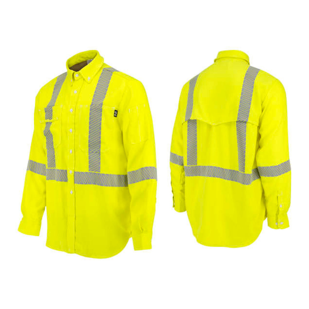Neese VDH5VSH3 5.7 oz Vented Type R Class 3 Segmented Tape DH Air Workshirt - Fluorescent Yellow
