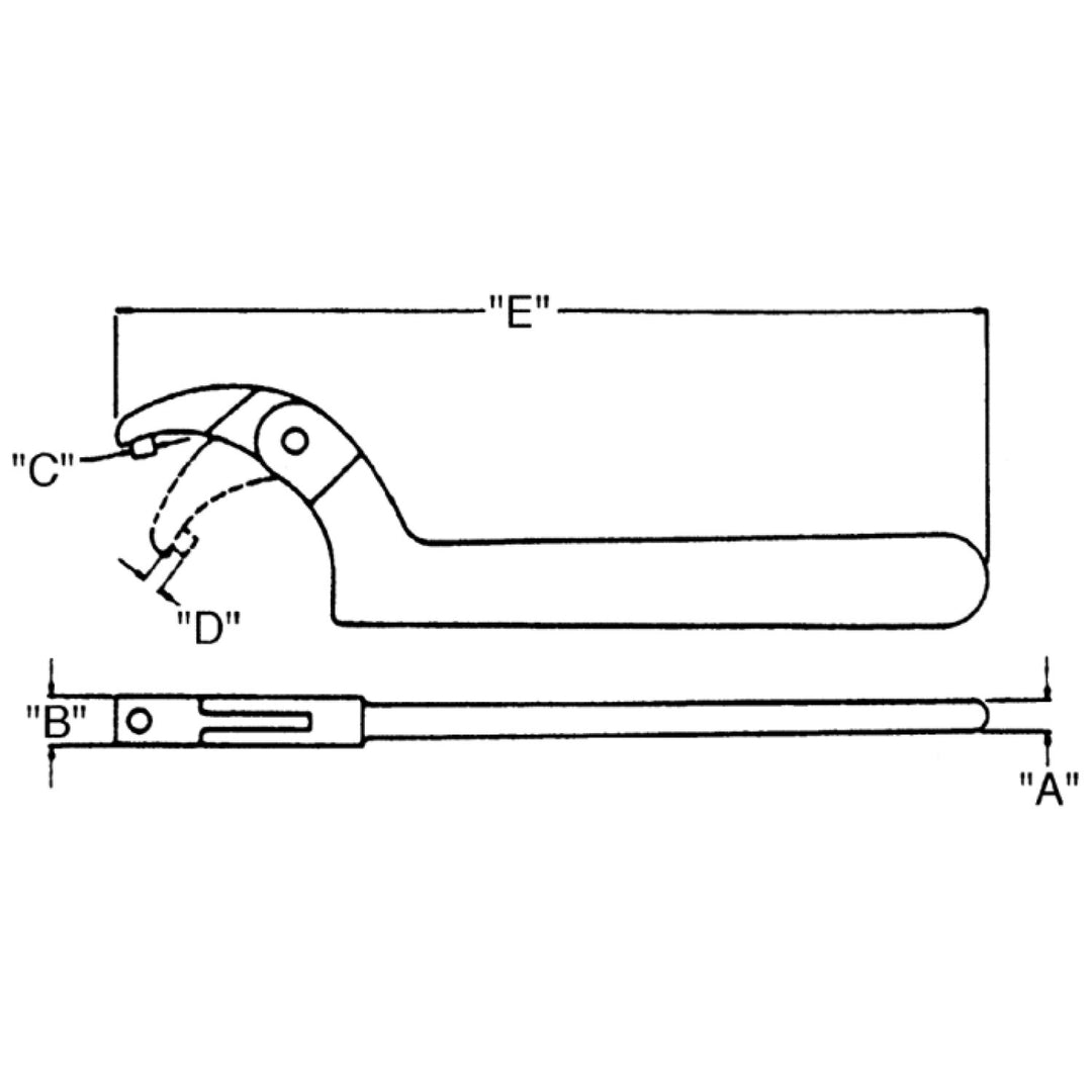Wright Tool 9640 Spanner Wrench Adjustable Pin Black Industrial Capacity Range - 3/4" to 2"