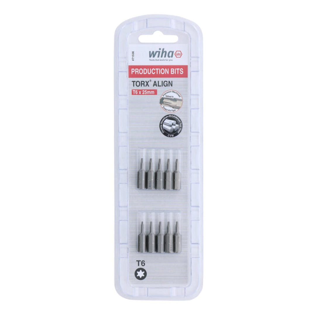 Wiha Tools 71536 TORX® Align Insert Bit T6 x 25mm Pack of 10 Bits