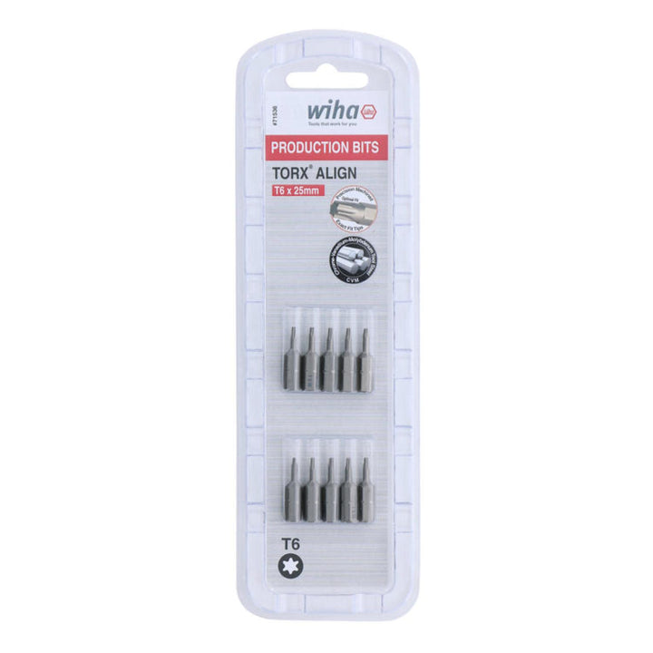 Wiha Tools 71536 TORX® Align Insert Bit T6 x 25mm Pack of 10 Bits