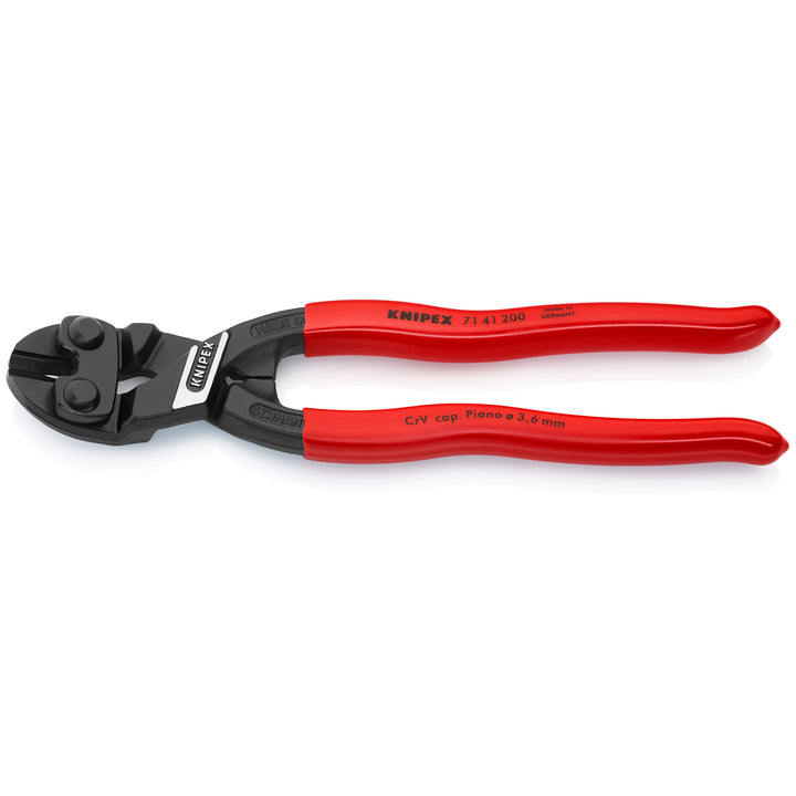Knipex 71 41 200 8" CoBolt® High Leverage 20° Angled Compact Bolt Cutters-Notched Blade