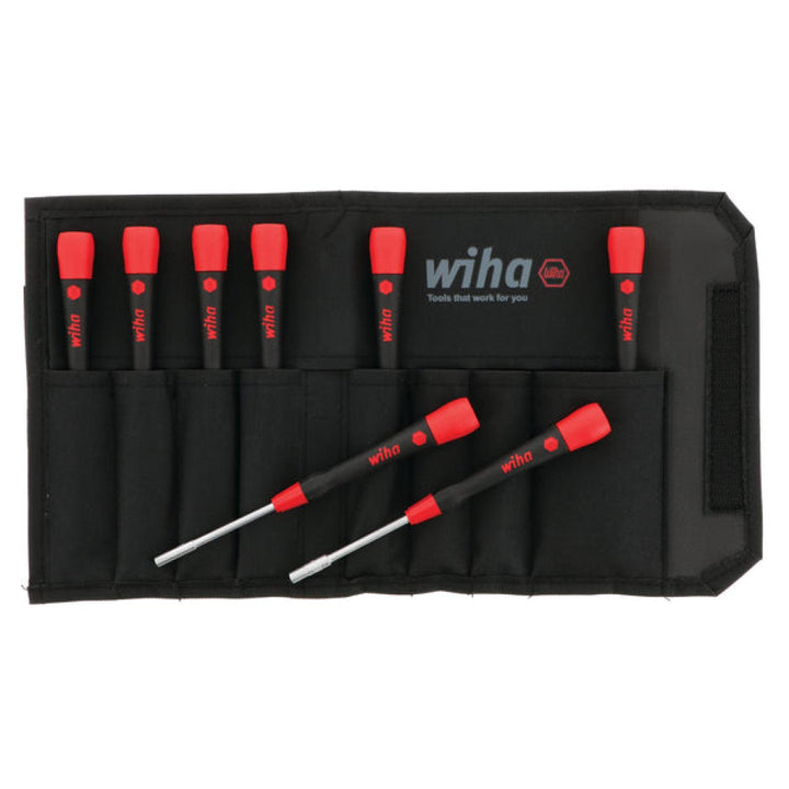 Wiha Tools 26596 PicoFinish Precision Metric Nut Driver Set w/ Canvas Pouch, 8 Pc.