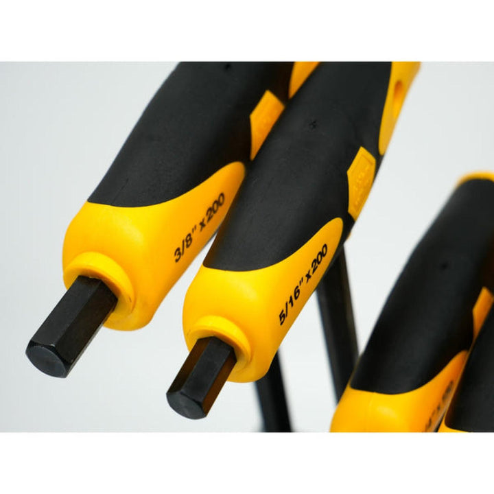 Wiha Tools 33499 Soft Grip Dual Drive Ball End Hex T-Handle Inch Black Finish 8 Piece Set in Metal Stand