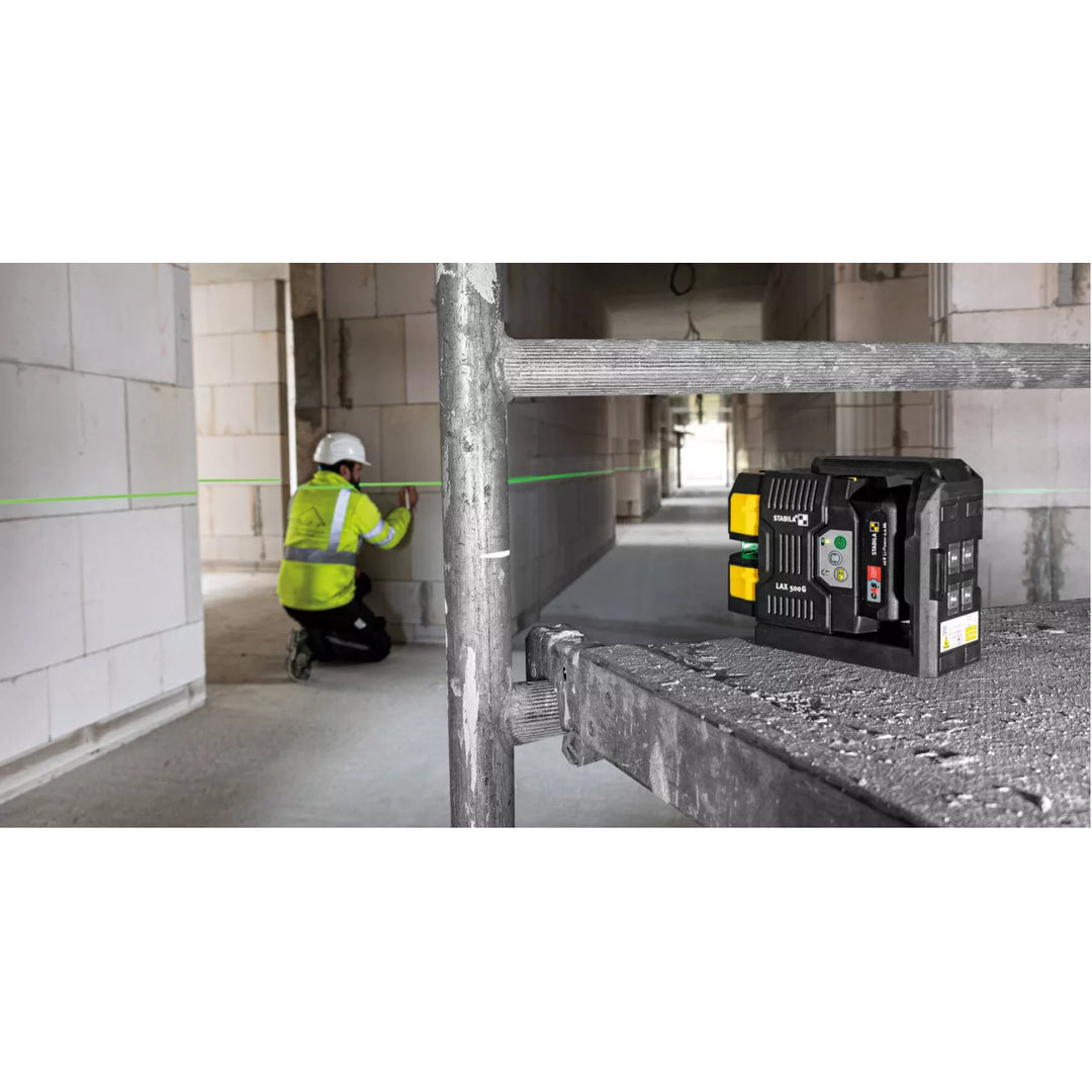 Stabila 03520 Cross-line laser LAX 500 G, 12 V system, 7-piece set, with rechargeable battery and charger