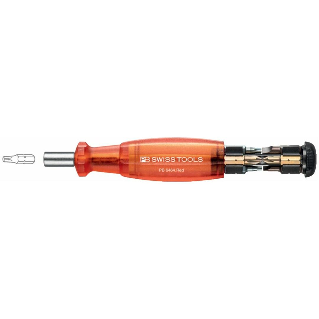 PB Swiss PB 6464.Red Bit Holding Screwdriver with Magazine, Slotted, Phillips, TORX®, 9 Pcs
