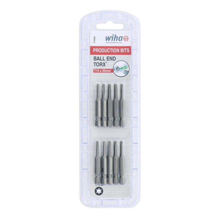 Wiha Tools 74528 TORX® Ball End Power Bit, T15 x 50 mm, 10 Pk.