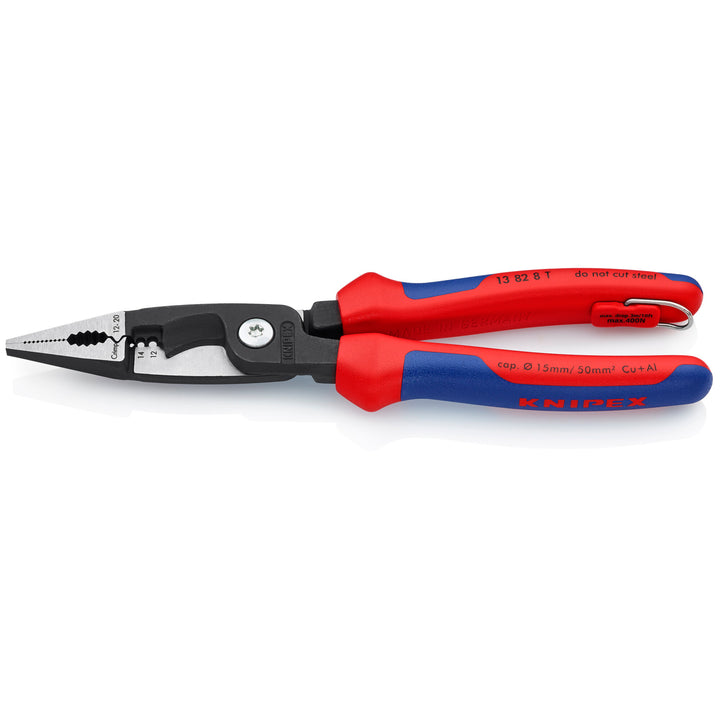 Knipex 13 82 8 T BKA 8" 6-in-1 Electrical Installation Pliers 12 and 14 AWG-Tethered Attachment