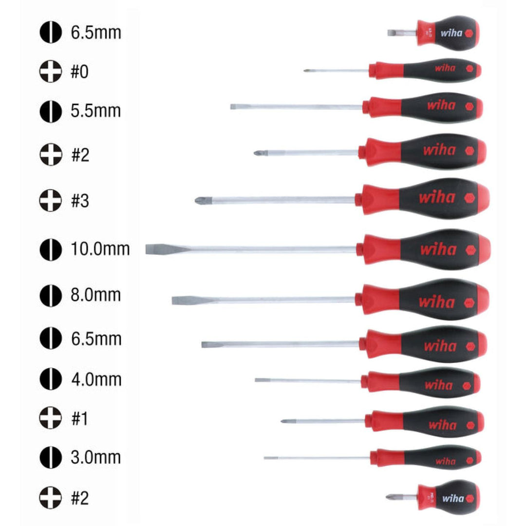 Wiha Tools 30297 SoftFinish Slotted/Phillips Screwdriver Set, 12 Pc. Set