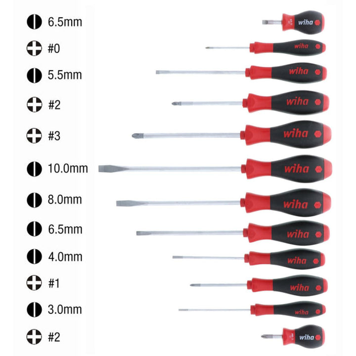 Wiha Tools 30297 SoftFinish Slotted/Phillips Screwdriver Set, 12 Pc. Set