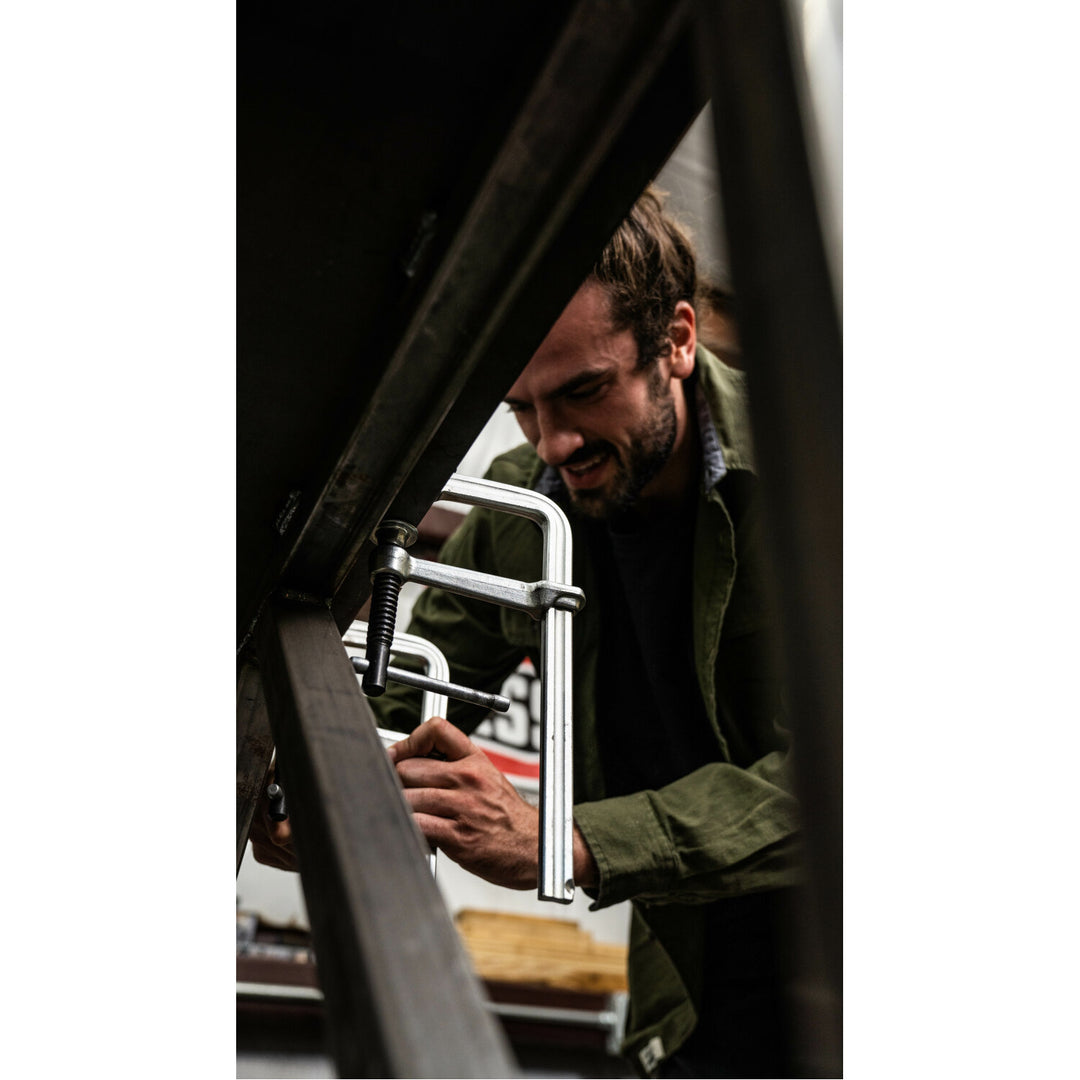 Bessey GS12-8K Clamp, welding, F-style, crimped on swivel pad, 4 In. x 3.125 In. 550 lb