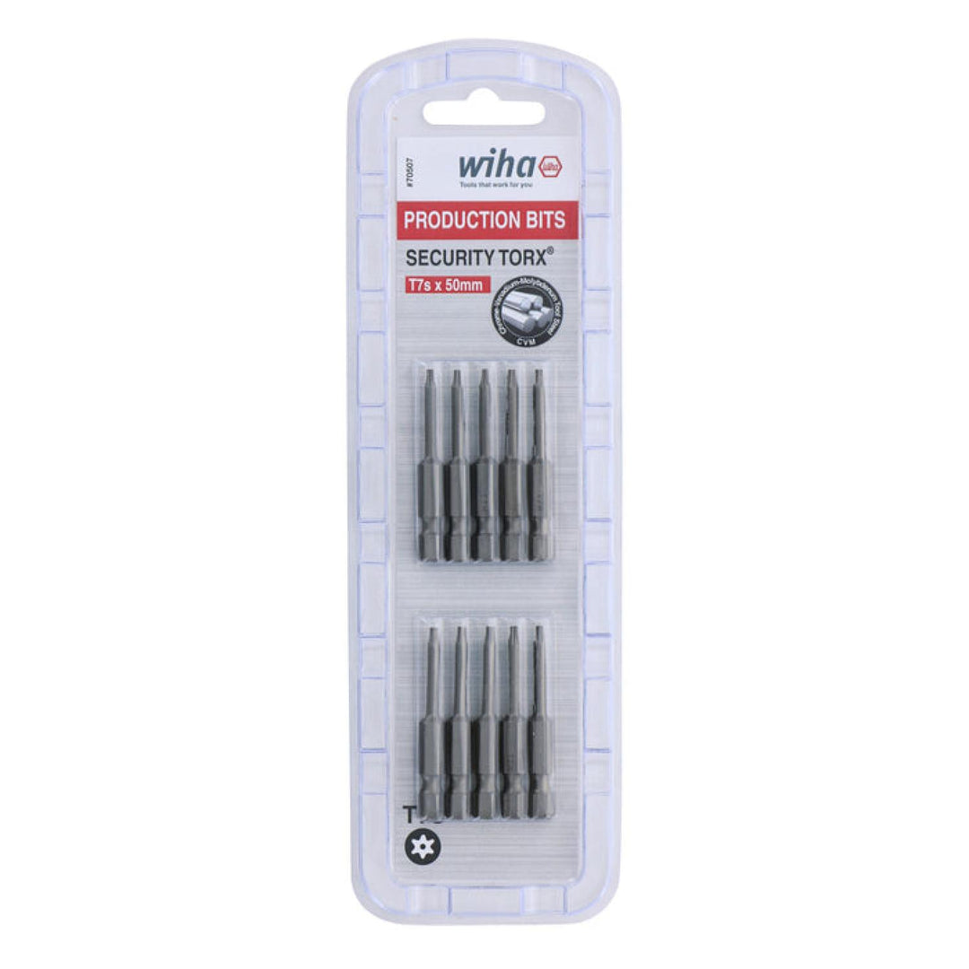 Wiha Tools 70507 T7s x 50mm Security TORX® Power Bit, 10 Pack