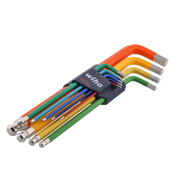Wiha Tools 66980 Ball End Color Coded Metric Hex L-Key Set, 9 Pc.