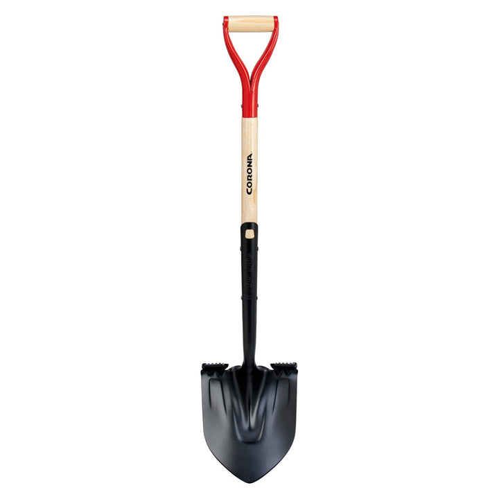 Corona SS16101 Boron Steel 14-Gauge Round Point Shovel, D Grip Hardwood Handle