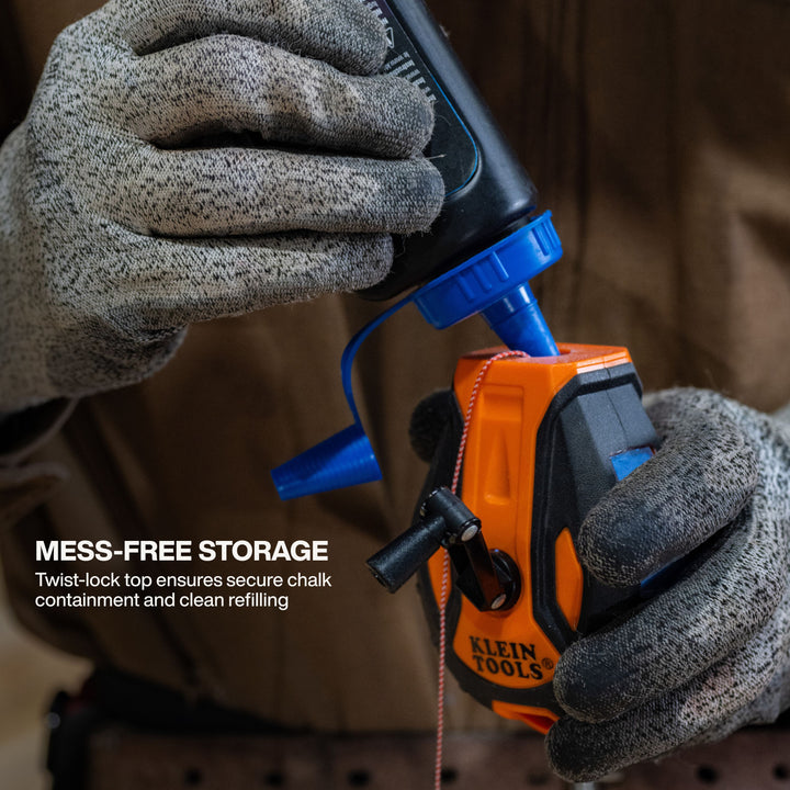 Klein Tools CHLK50S Smooth Retractable Chalk Reel, 50-Foot