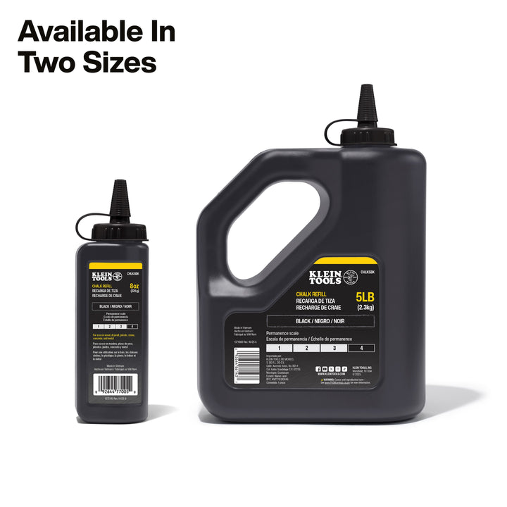 Klein Tools CHLK8BK Chalk Refill, Black, 8-Ounce