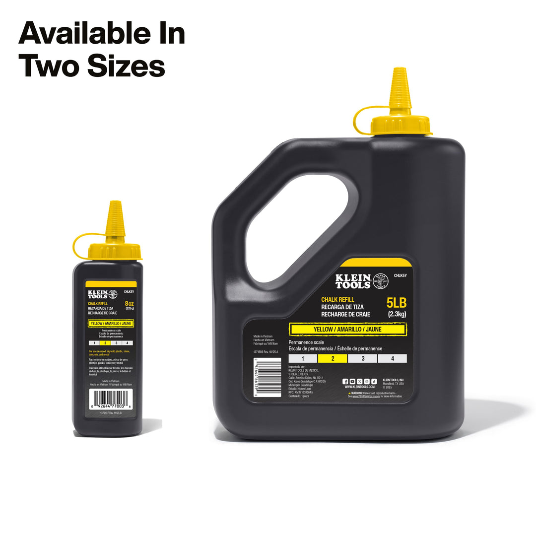 Klein Tools CHLK8Y Chalk Refill, Yellow, 8-Ounce