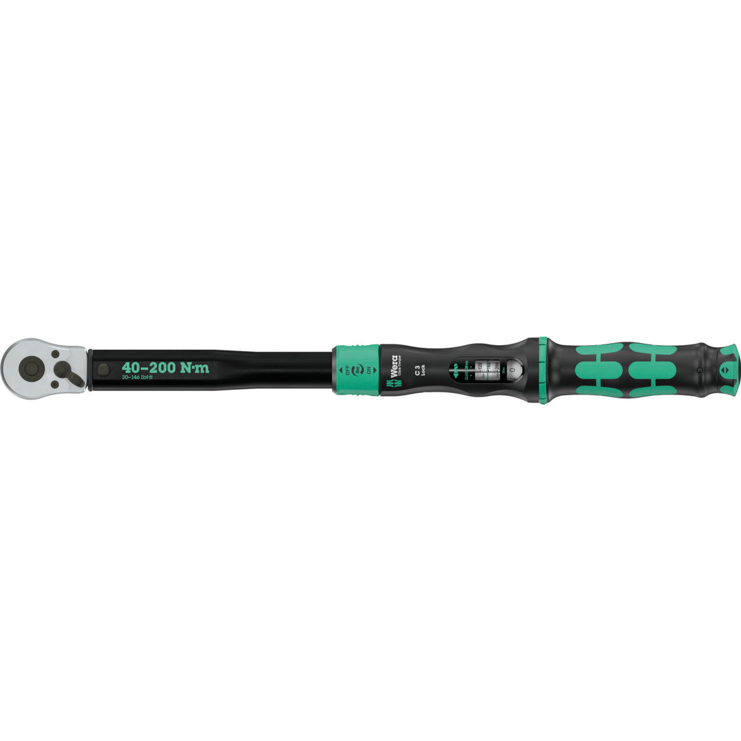 Wera Click-Torque Lock C 3 Torque wrench, adjustable, reversible ratchet, Torque Lock function, 40-200 Nm
