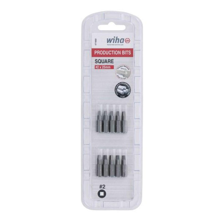 Wiha Tools 71802 Square Insert Bit, #2 x 25 mm, 10 Pk.