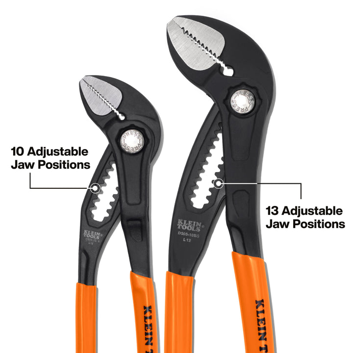 Klein Tools D5052BSKIT Straight Jaw Quick-Adjust Pump Pliers Set, 2-Piece