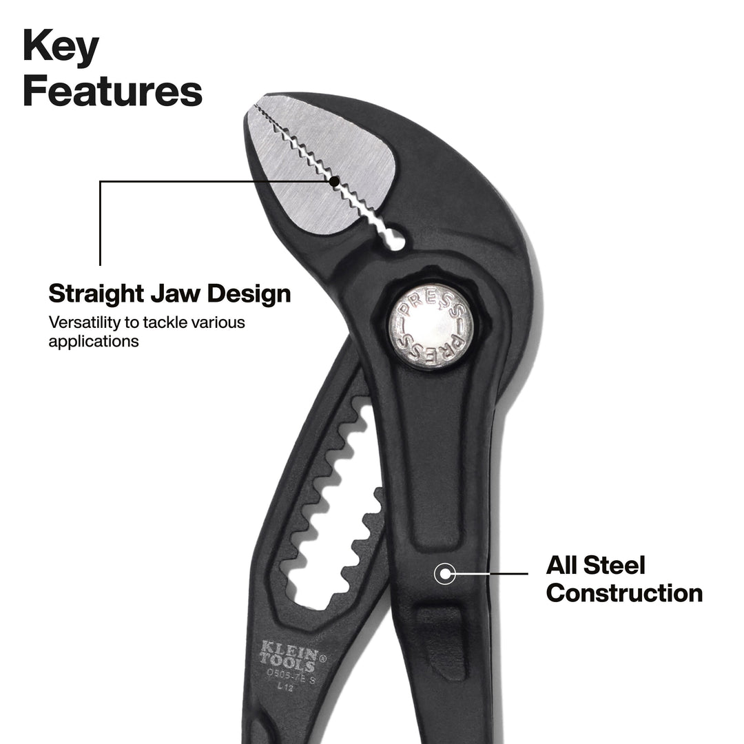 Klein Tools D5057BS Straight Jaw Quick-Adjust Pump Pliers, 7-Inch
