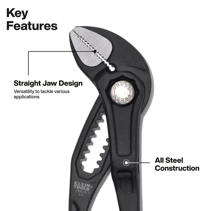 Klein Tools D5057BS Straight Jaw Quick-Adjust Pump Pliers, 7-Inch