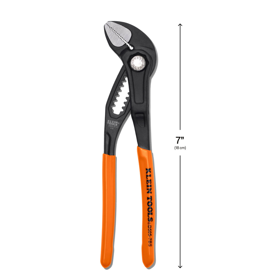 Klein Tools D5057BS Straight Jaw Quick-Adjust Pump Pliers, 7-Inch