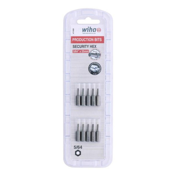 Wiha Tools 71930 Security Hex Insert Bit, 5/64" x 25 mm, 10 Pk.