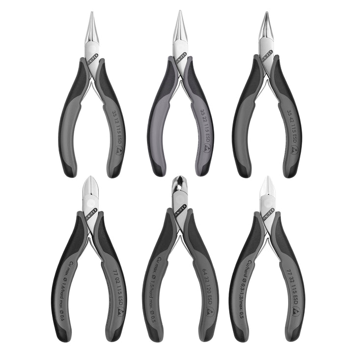 Knipex 00 20 17 6 Pc Electronics ESD Pliers Set in Zipper Pouch