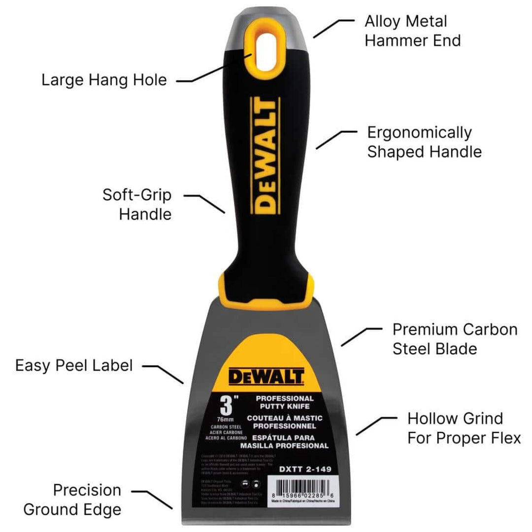 Dewalt DXTT-2-149 3 in. Carbon Steel Joint Knife with Soft Grip Handle
