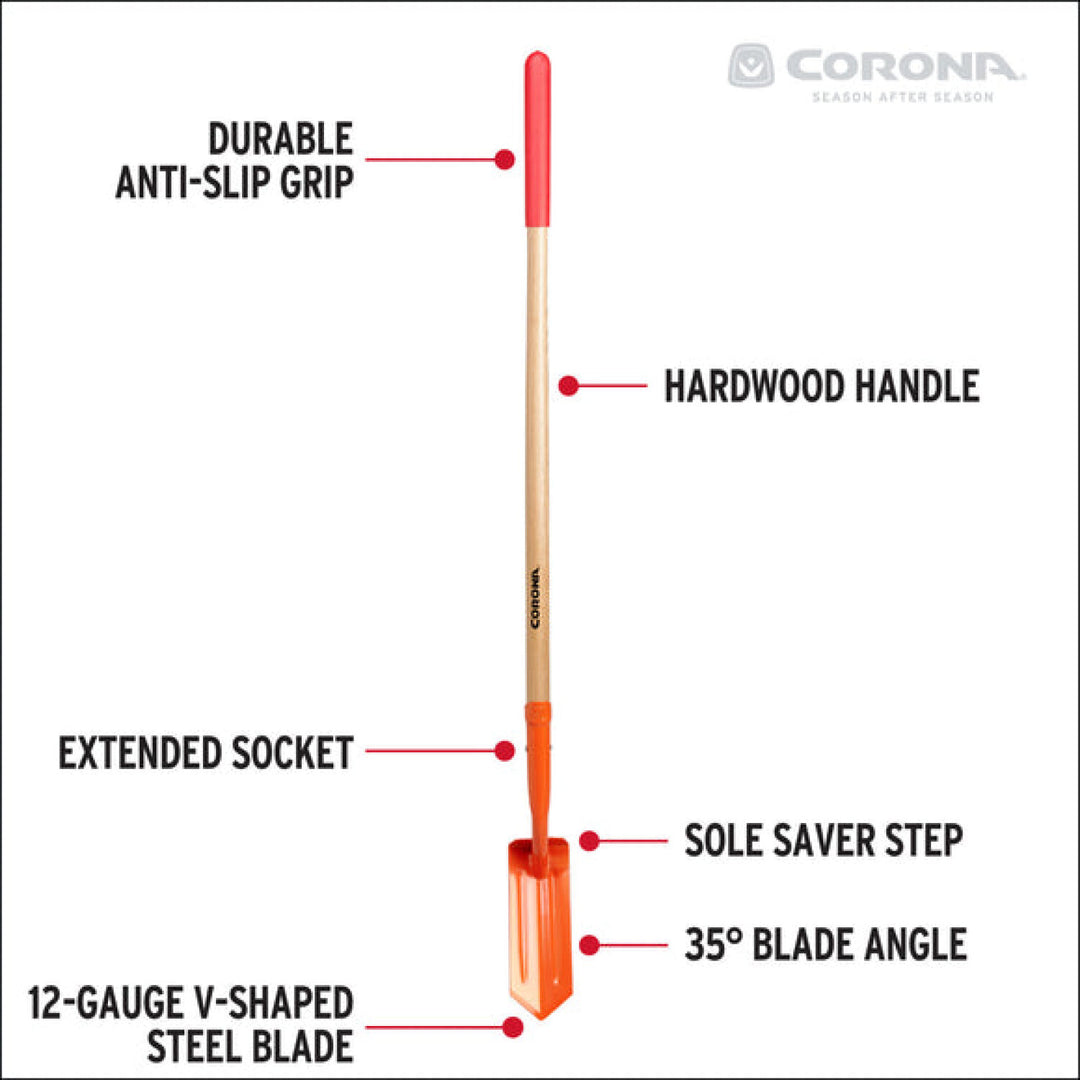 Corona SS16400  Trench Hardwood Shovel, 12 Gauge, 4 in.