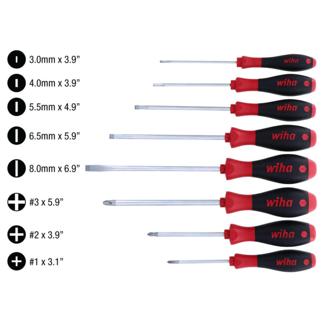 Wiha Tools 30298 SoftFinish Slotted/Phillips Screwdrivers, 8 Pc. Set