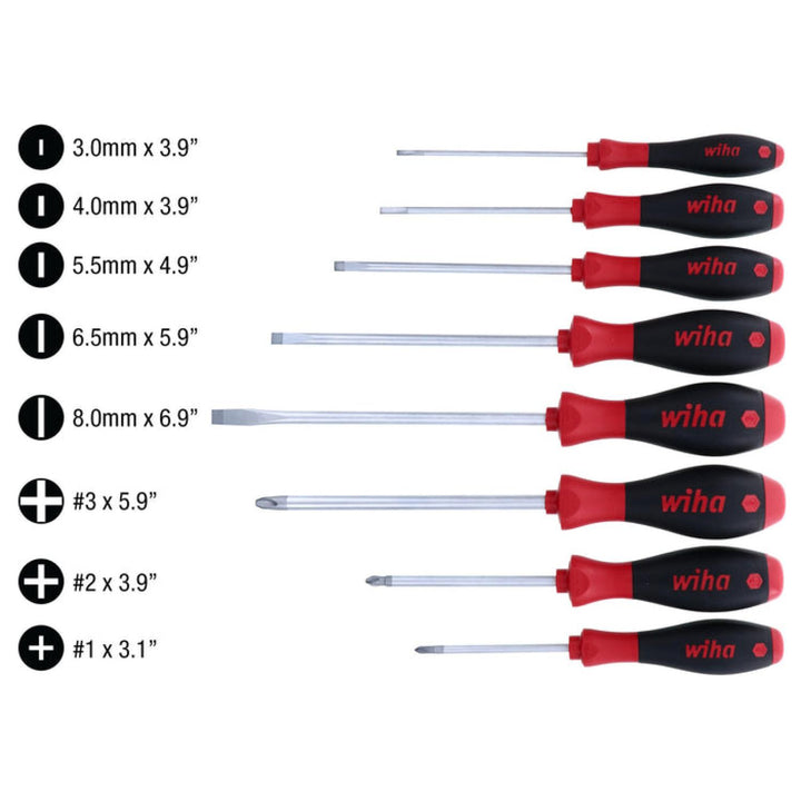 Wiha Tools 30298 SoftFinish Slotted/Phillips Screwdrivers, 8 Pc. Set