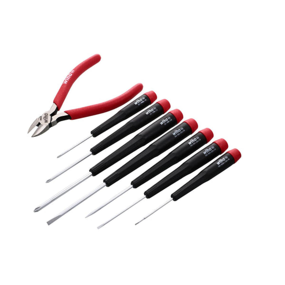 Wiha Tools 26161 Precision Slotted Phillips Screwdriver Set w/ Cutters, 8 Pc.