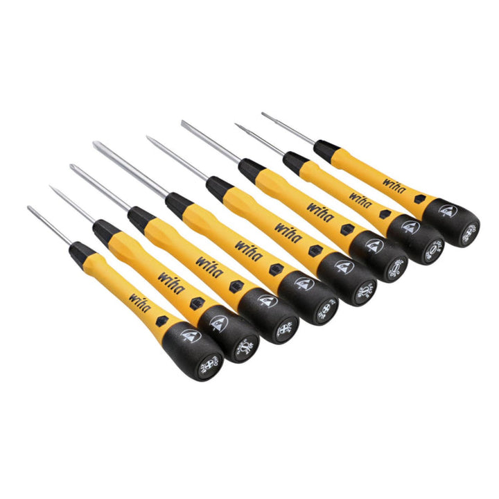 Wiha Tools 27396 8 Piece ESD Safe Slotted and Phillips Screwdriver Set with Canvas Roll Pouch