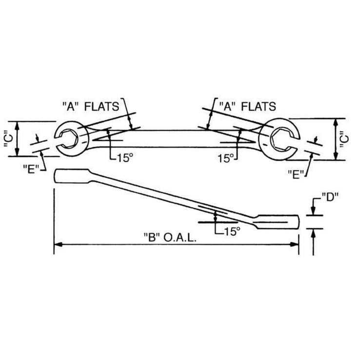 Wright Tool 1618 Flare Nut Wrench 6 Point Satin - 1/2" x 9/16"