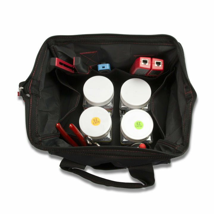 Platinum Tools 90149 ezEX-RJ45 Termination and Test Kit — Pass-Through RJ45s, Deluxe Installation, Includes LANSeeker Cable Tester and Tool Pouch