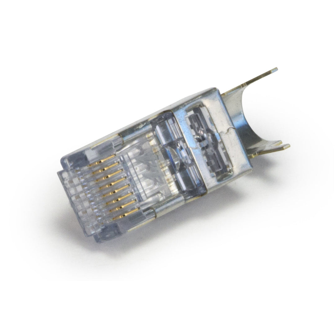 Platinum Tools 105028 ezEX-RJ45(44) Pass-Through RJ45 Connectors, CAT6 Shielded with External Ground — 100pcs in Bulk Bag