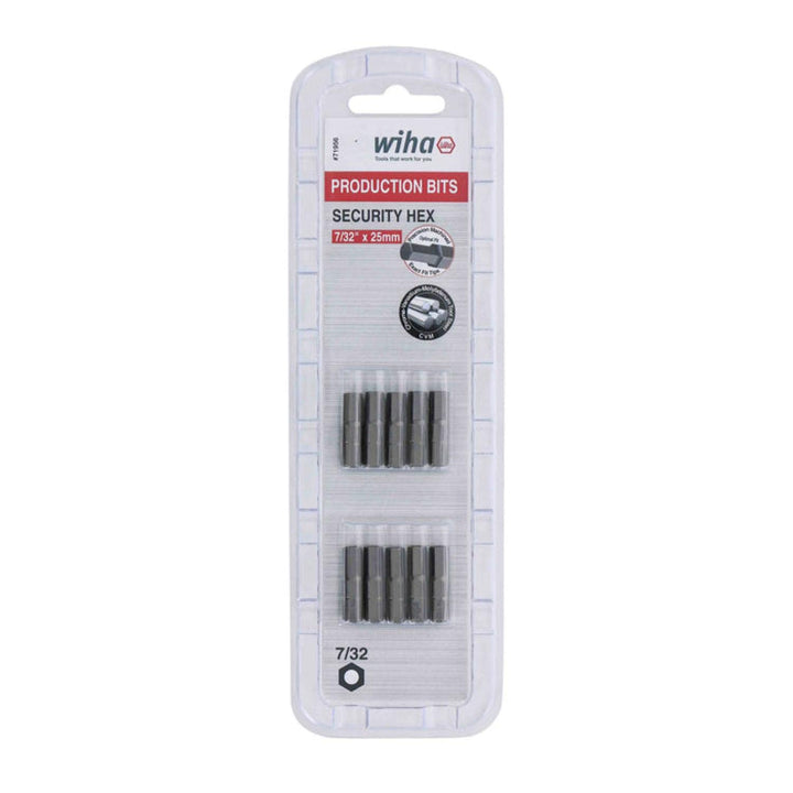 Wiha Tools 71956 Security Hex Insert Bit, 7/32" x 25 mm, 10 Pk.