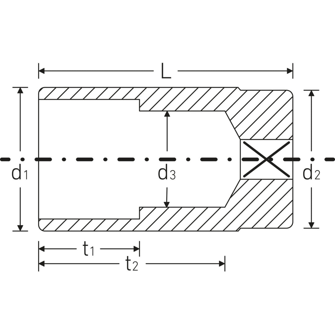 Stahlwille 02420042 46a Extra Deep 3/8" 12-pt Socket, 13/16"