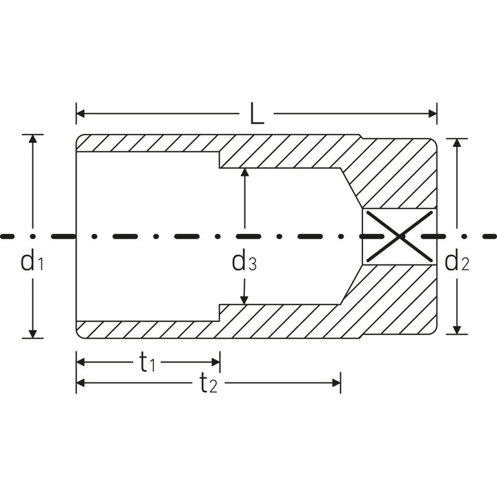 Stahlwille 03240017 51S 1/2" Extra Deep 6-pt Socket, 17 mm