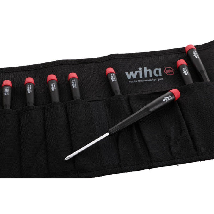 Wiha Tools 26199 Slotted and Phillips Screwdriver Set in Rugged Canvas Pouch, 8 Piece